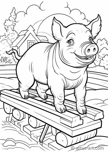 Pagina de colorat cu porc